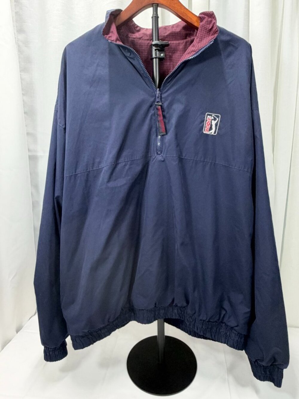 Vintage Sun Mountain PGA Tour 1/4 Zip Golf Windbreaker Jacket Navy Blue XL